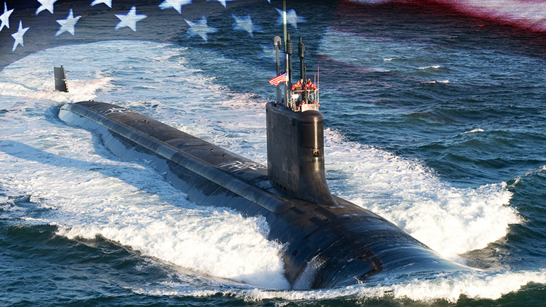 Virginia-class submarine USS Indiana (SSN 789). (U.S. Navy photo illustration by Stan Bailey.)
