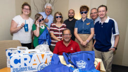 John Carlson was all smiles after White Castle sent the entire team White Castle gift packs. Photo by Mike Rhodes