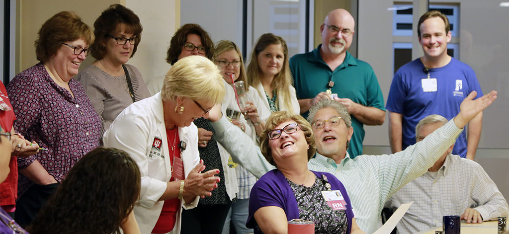 After years of preparation, team members at IU Health Ball Memorial Hospital learn that the organization has earned Magnet® recognition for nursing excellence. With this prestigious achievement, the hospital joins the global Magnet community—a select group including just 477 U.S. Magnet-recognized organizations out of over 6300 hospitals in the U.S. Photo provided.