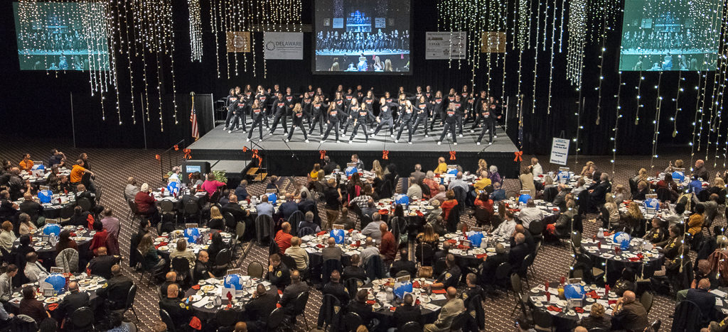 Over 650 people attended the Delaware County Prevention Council's 23rd Annual Red Ribbon Breakfast and watched the "Pride Team" perform. Photo by: Mike Rhodes