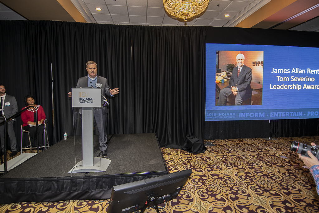 Tony Severino is pictured presenting the "Tom Severino Leadership Award" to James Allan Rent. 