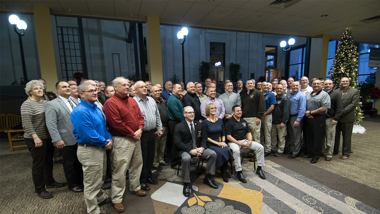 Group photo of new sheriffs who attended the ISA New Sheriffs' School. Lt. Governor Suzanne Crouch is seated, center. Photo by: Mike Rhodes