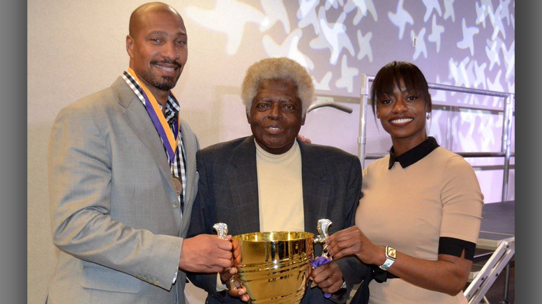 The MOM Celebrity Spelling Bee is set for Feb. 21 at Cornerstone Center for the Arts. Ball State University's Office of Institutional Diversity - with an assist from local blues legend Governor Davis - won the 2017 MOM Celebrity Spelling Bee. Photo provided.
