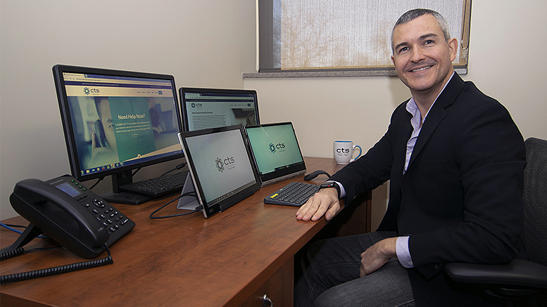 Travis Street is pictured in his Muncie office inside the Innovation Connector. Photo by: Mike Rhodes