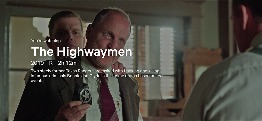 "The Highwaymen" movie playing on Netflix utilized a Heidi J Hale design for the badge you see Woody Harrelson holding in this photo.