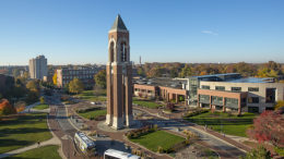 Aerial view of the Ball State Campus. Photo by: BSU Photo Services