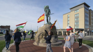 Rotary Exchange Students, who lead the “Parade of Flags." Photo by: Mike Rhodes