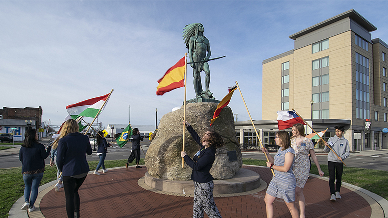 Rotary Exchange Students, who lead the “Parade of Flags." Photo by: Mike Rhodes