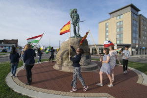 Rotary Exchange Students, who lead the “Parade of Flags." Photo by: Mike Rhodes