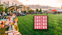 Vendor tents surround Canan Commons in downtown Muncie. Photo by: Intersection Agency