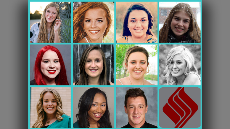 Ashley Evans, Mikayla Fields, Jaila Garrett, Kyla Horst (top row); Brandi Lambertson, Lora McDaniel, Alexia Paine, Erin Roach (second row); Kaitlin Scott, Brittany Slack, Chandler Tucker (bottom row)