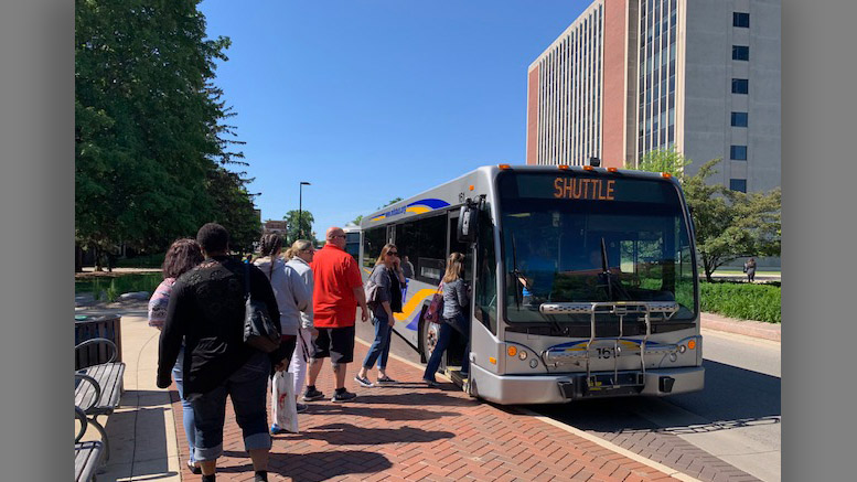 A MITS bus picks up Ball State students. Photo provided