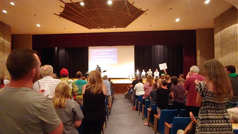 Members of the community are pictured attending the "Waelz Sustainable Products Expert Panelist Forum" at Muncie Central High School on August 20, 2019. Photo by: Aimee West