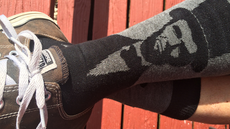 Nothing enhances a foot’s look like an Abe Lincoln sock. Photo by: Nancy Carlson