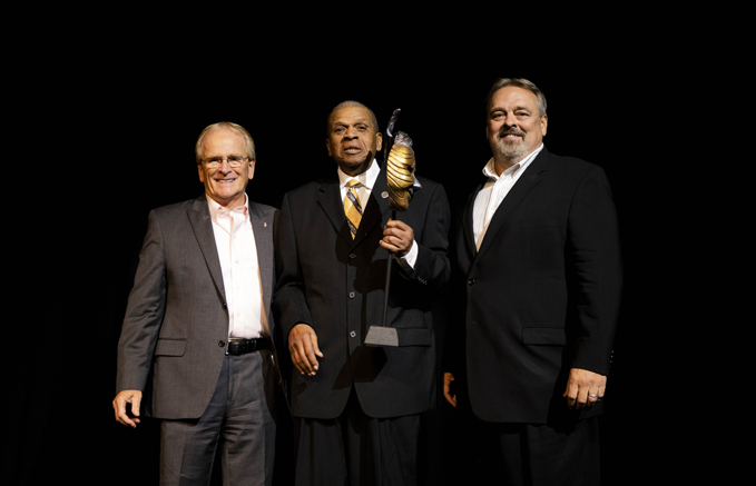 L-R: Mayor Dennis Tyler, Hurley Goodall, Jeff Howe