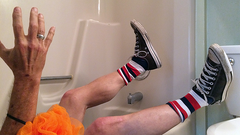 This is a recreation of Bubba’s bathtub trauma. Photo by: Nancy Carlson
