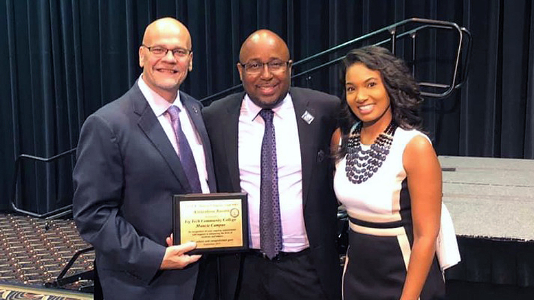 L-R: Chancellor Jeffrey D. Scott, Joe Anderson, President NAACP, LaKoya S. Rochell, Executive Director of Resource Development. Photo provided