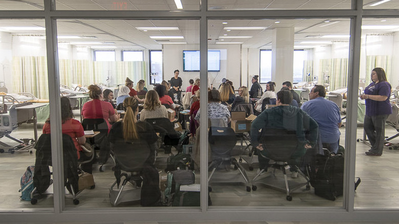 A nursing class is pictured in session at the Ball Brothers Foundation School of Nursing wing at Ivy Tech in downtown Muncie. Photo by: Mike Rhodes