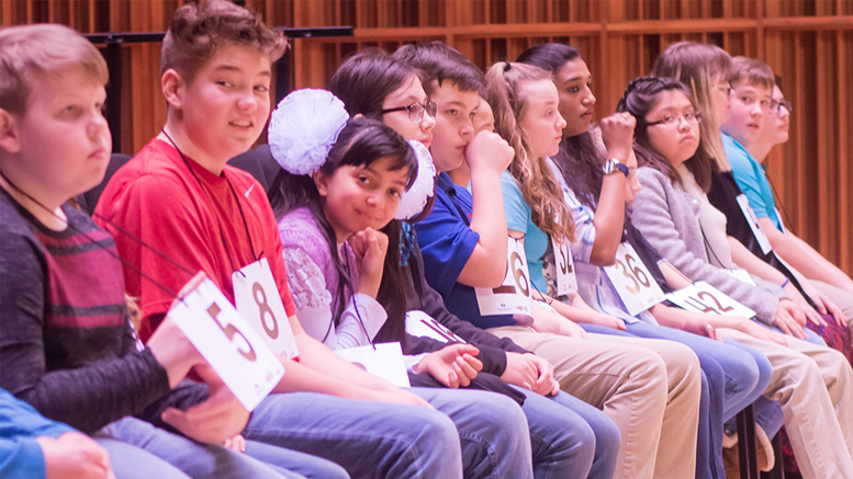 School champions are seated and ready to spell at the 2019 WIPB-TV Spelling Bee. Photo provided