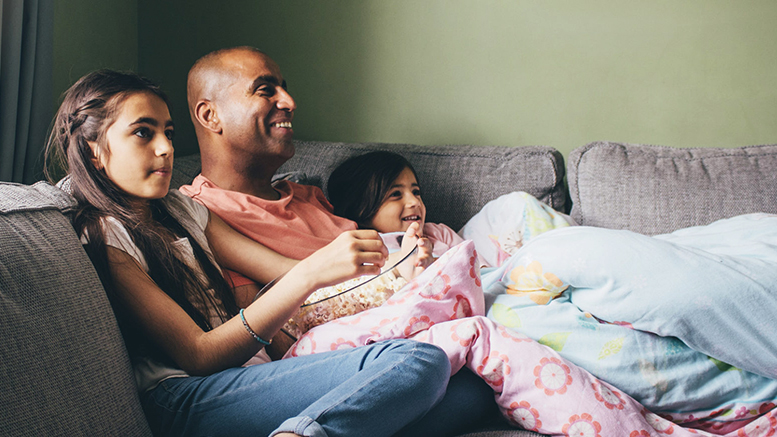 A family enjoys watching World Channel content. Photo provided