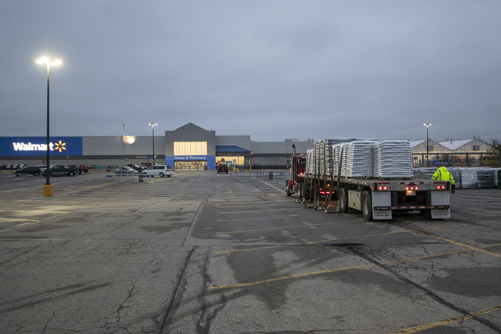 A sign of spring...a truckload of mulch being delivered at Walmart