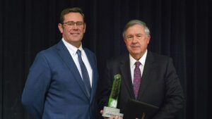 Jud Fisher is pictured with James Rosema as the winner of the 2019 Fisher Governance Award.