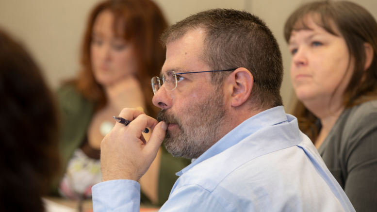 Jason Newman, CEO of Boys and Girls Clubs of Muncie, listens during the pilot CORE Fundraising training, hosted by The Community Foundation of Muncie and Delaware County with support from United Way of Delaware, Henry and Randolph Counties and Ball Brothers Foundation. The program will continue in 2021 with support of the Community Leadership Grant funded by Lilly Endowment Inc.