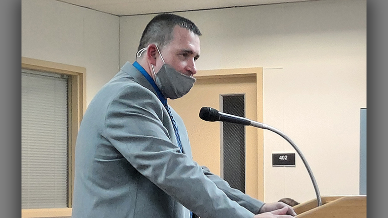 Ray Dudley speaks at the MCS board meeting on December 8th. Photo by Andy Klotz