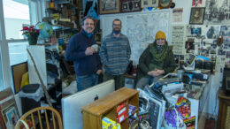 Pictured left to right inside the market are: Owner Mike Martin, Cory Gipson and Grace Longfellow, one of the first employees who will be hired with the grant. (Masks removed for photo only.) Photo by Mike Rhodes