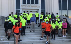 Previous summer program members are pictured with the Muncie mayor. Photo provided