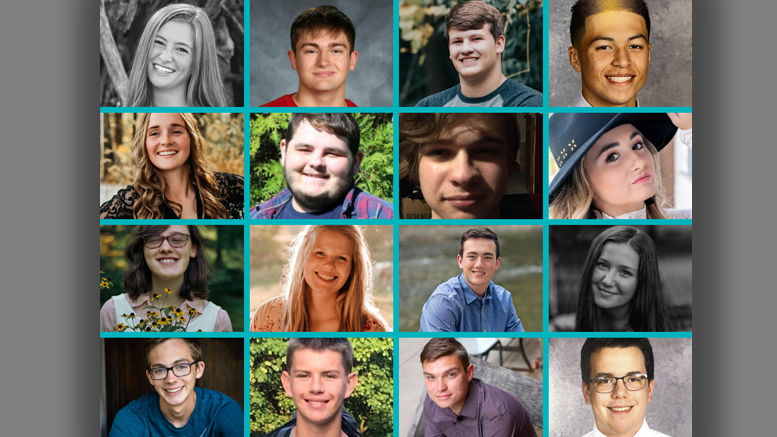 From left to right; top to bottom: Neely Agnew, Aaron Alford, Alex Buxton, Jesus Cardoza, Jr., Shelbie Crabtree, Nate Gonterman, Christian Hubble, Lauren Huffman, Dana Jones, Kaylee Kear, Samuel King, Katie Nettrouer, Tommy Rohlfing, Josh Stephenson, Benjamin Stoughton, Samuel Woodson