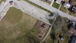 Cooley Park aerial looking down on the old baseball field and playground equipment area. Photo by Mike Rhodes