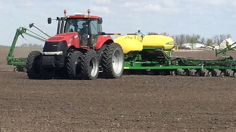 When a farm rig like this one approaches, it makes its presence known. Photo by Nancy Carlson