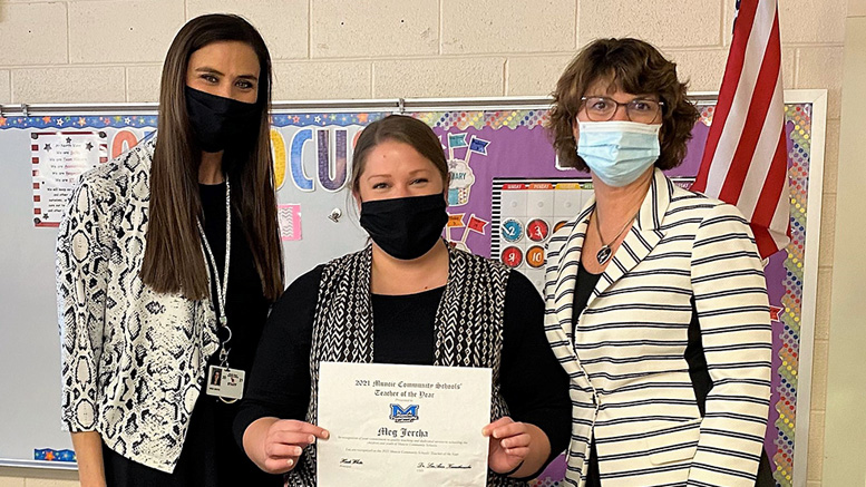 Pictured L-R: North View Principal Heidi White, Meg Jercha, MCS CEO Dr. Lee Ann Kwiatkowski.