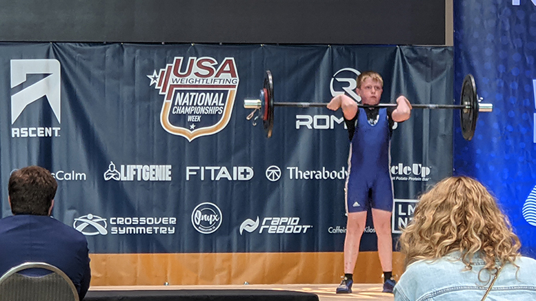 Caleb preparing for his 2nd attempt at the Snatch