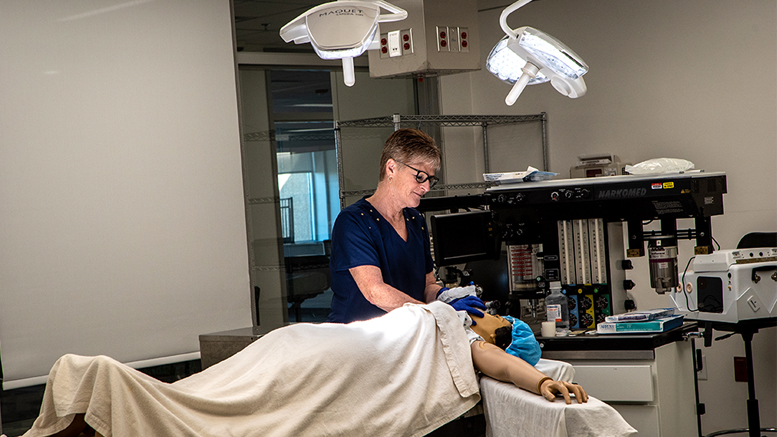 Lana Shoults is pictured in the surgical classroom. Photo provided