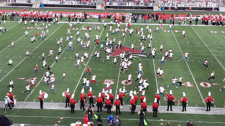 Kids Participating in the BSU Chase Charlie - Kiddie 100 Dash. Photo by Eric Klosterman.