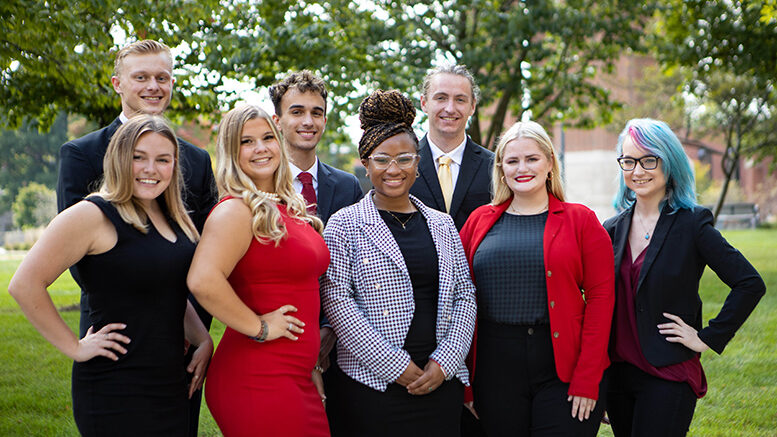 Ball State's Entrepreneurship and Innovation Major Class of 2022. Back row, left to right: Hunter Beale, Drew Holl, Holden Robinson. Front row, left to right: Taylor Shockey, Emali Grose, Ani’a Walker, Sophia Chaille, Mya Tolliver. Photo provided