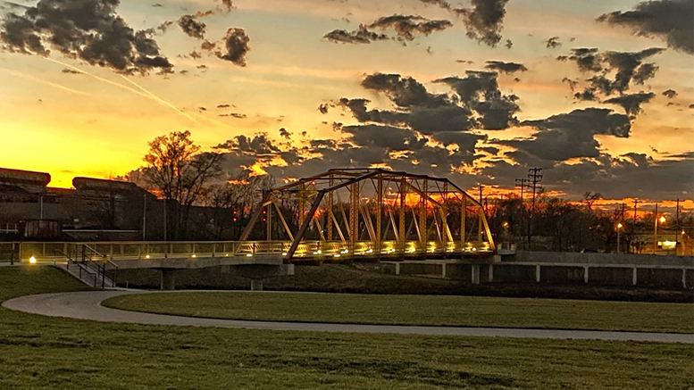 The restored Albany Bridge—the centerpiece of the Kitselman Trailhead—is designed to connect the White River Greenway and the Cardinal Greenway trails. File photo