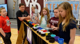 Wes-Del elementary students are pictured playing the "Star Wars Intro" on the "Slap-o-phone" PVC keyboard.