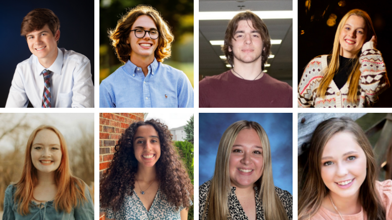 From left to right; top to bottom: Luke Butler, Elliott Godfrey, Jackson Ingenito, Claire Price, Shelby Sanders, Sarah Shohatee, Grace A. Van Horn, and Aleah Wright