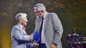 Pictured L-R: Hank Milius and Governor Eric Holcomb