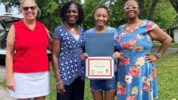 Scholarship recipient Shekinah McNeil with representatives of the MLK Dream Team, Muncie NAACP, and Muncie Black Expo. Photo provided by MLK Dream Team