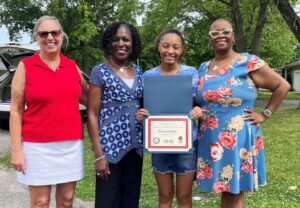 Scholarship recipient Shekinah McNeil with representatives of the MLK Dream Team, Muncie NAACP, and Muncie Black Expo. Photo provided by MLK Dream Team