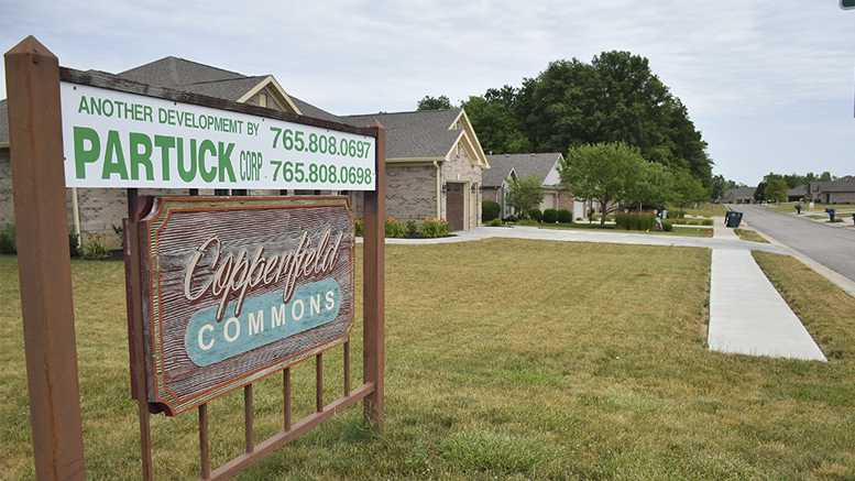 Entry to Copperfield Commons on Morrison Road just north of McGalliard Road. Photo by Mike Rhodes