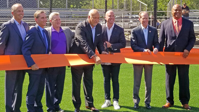 Ribbon cutting at Gainbridge Field. Photo by Steve Lindell