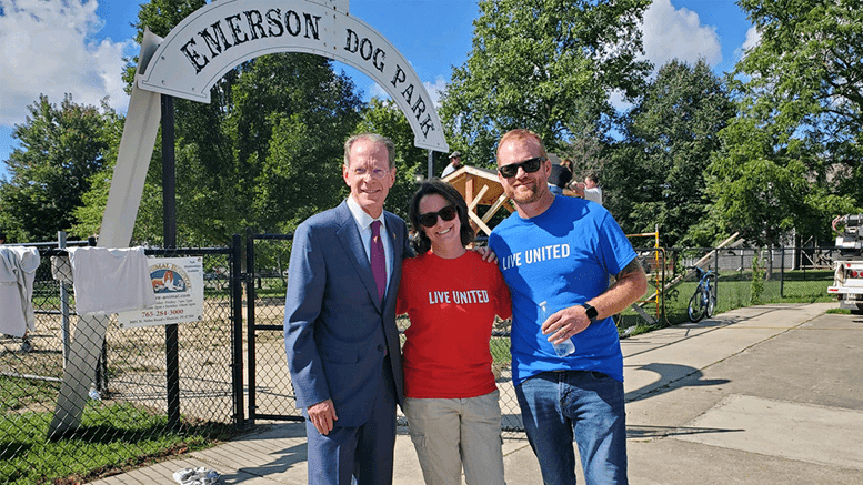 BSU Day of Action. L-R: President Mearns, Jenny Marsh, and Jeff Robinson