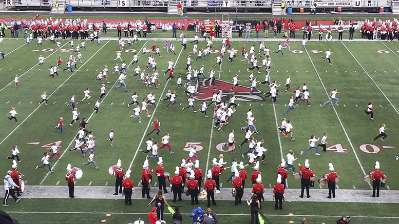 Half-time fun at BSU Chase Charlie - Kiddie 100 Dash. Photo provided by Eric Klosterman.