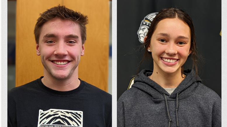 Dray Caldwell, Yorktown High School (left), and Brynn Wright, Cowan Jr./Sr. High School (right), were presented with the Lilly Endowment Community Scholarship in private ceremonies held at their schools on December 13.