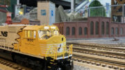 One of the trains you might see at the Muncie Model Train Show. (Note the familiar Ball Corp logo on the tower just behind the train.) File photo.